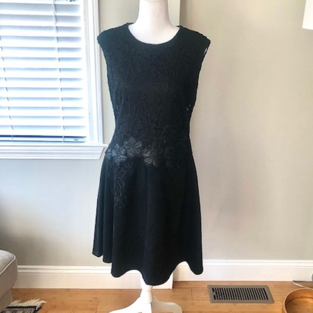 Calvin Klein NWT Black Lace Textured Dress